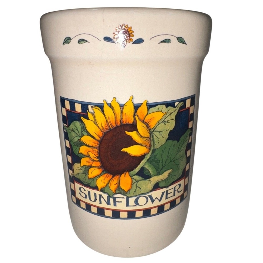 Susan Winget Certified International Sunflower Ceramic Utensil Holder Crock